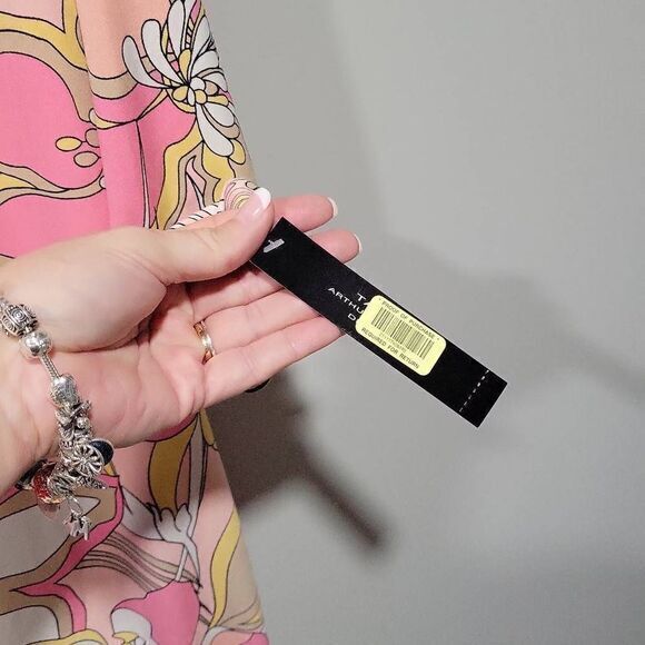 Tahari Shirt Dress Women Size 8 NEW Pink Retro 60 Pink Floral Mini Stretchy Knit - Picture 10 of 12